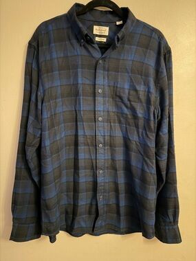Weatherproof Navy and Black Plaid Button-Down Shirt